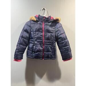 Girls SO Coat Winter Size 6/6X Blue Unicorns And Stars Print